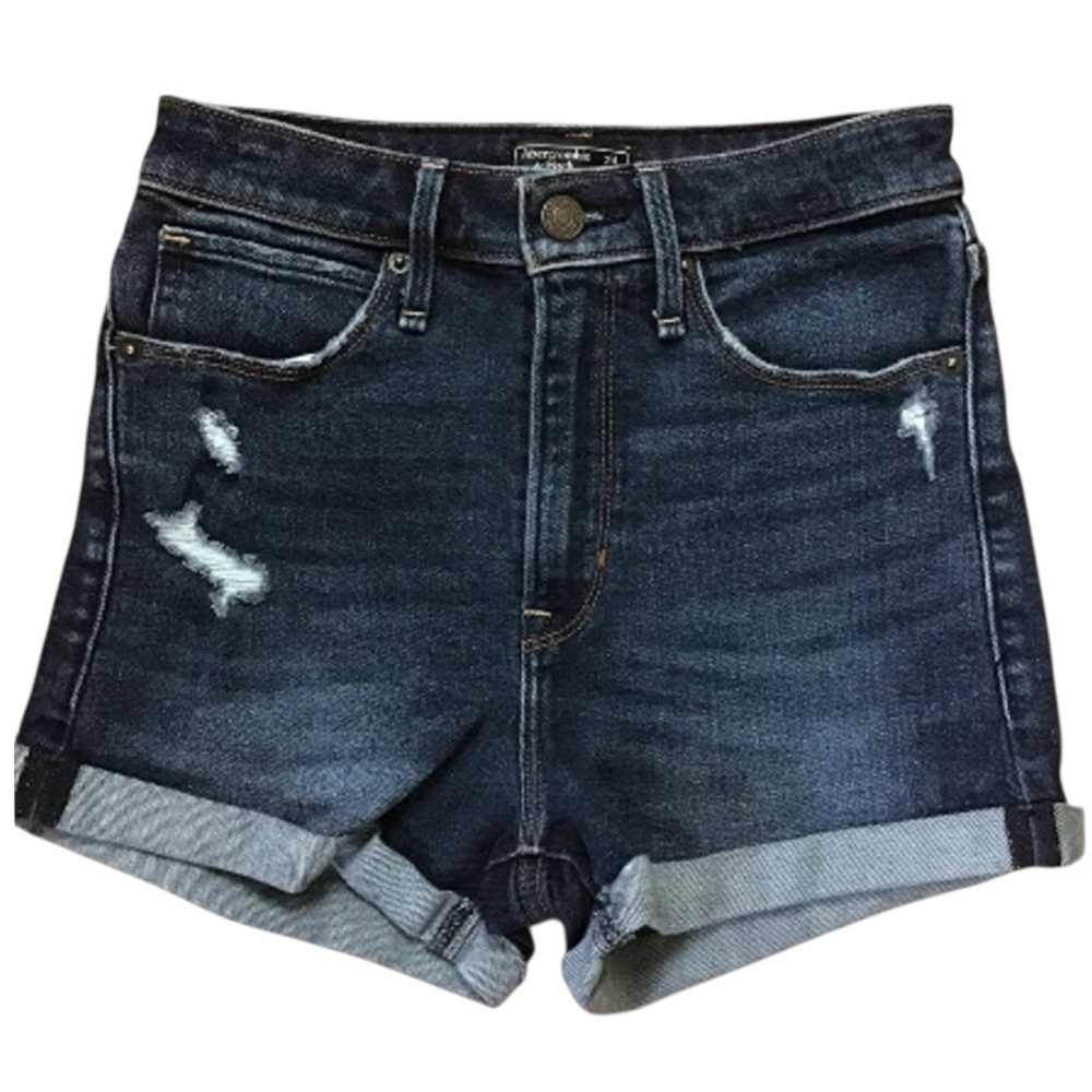 Abercrombie &Fitch distressed jeans shorts Simone high rise 24 high waist waiste